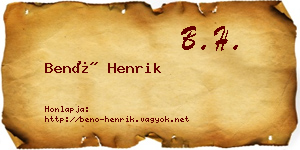 Benő Henrik névjegykártya